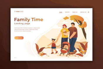 Family time landing page template Free Vector