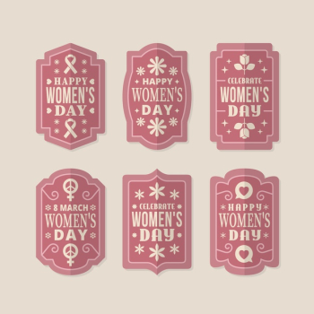 Retro women's day label collection Free Vector