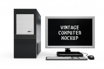 Vintage computer mock-up isolated Free Psd