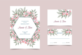Elegant wedding stationery template theme Free Vector