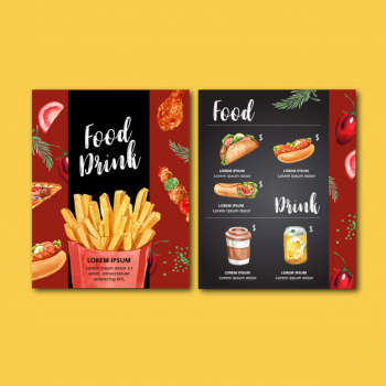 Fast food restaurant menu. frame border menu list appetizer food Free Vector