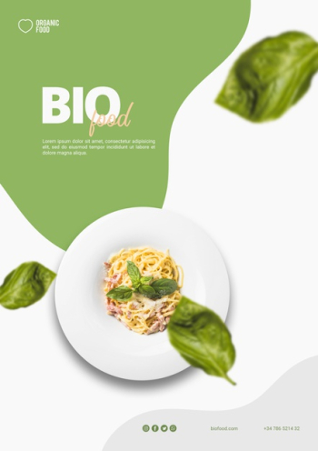 Bio food flyer template with photo Free Psd