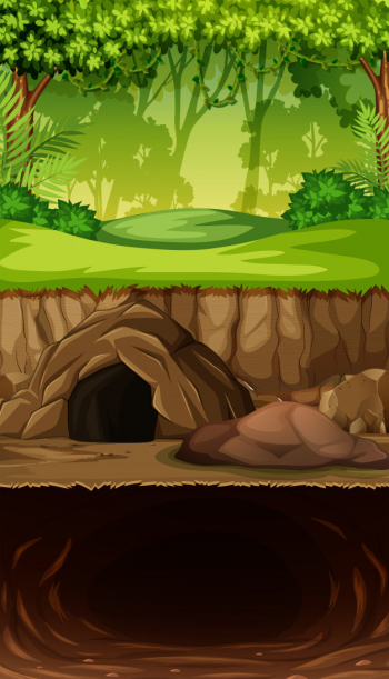 Underground cave in jungle Free Vector