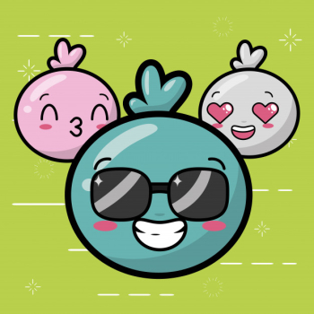 Happy emojis, kawaii cute faces Free Vector