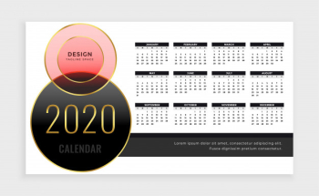 Year 2020 calendar template in luxury style Free Vector