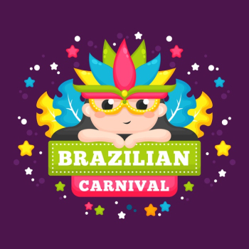 Multicolored flat brazilian carnival Free Vector