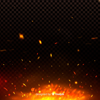 Fire sparks glowing effect in the dark Free Vector