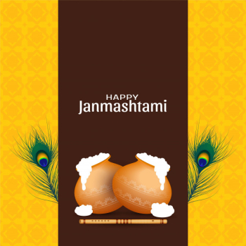 Happy janmashtami celebration greeting background Free Vector