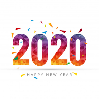 2020 happy new year text for greeting card Free Vector