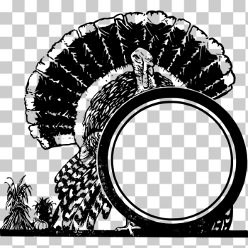 SVG Vector drawing of turkey holding a round frame
