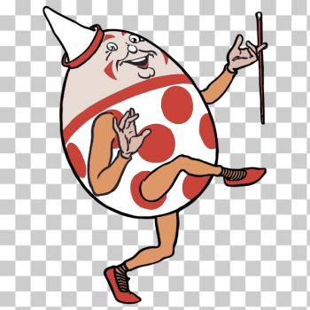 SVG Humpty dumpty character with a stick and a hat