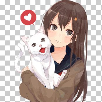 SVG Anime girl with kitten