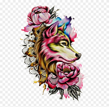Sctattoo Sticker - Watercolor Wolf Tattoo Designs