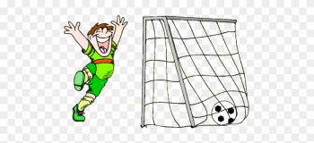 Soccer Clipart Foot - Cartoon Scoring A Goal
