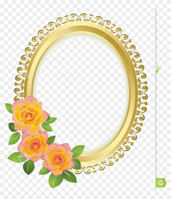 Borders And Frames Picture Frames Gold Flower - Oval Frame Png Flower