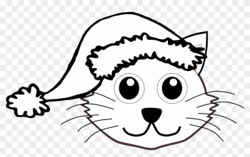 Cat In The Hat Black And White Clipart Kid - Cat Face For Coloring