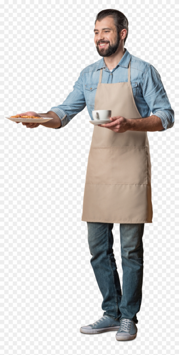Cut Out Man Waiter With Food And Coffee, Professions - Waiter Png