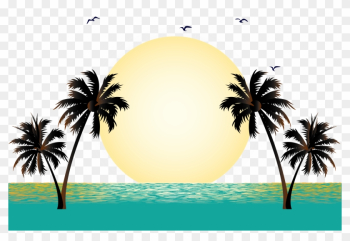 Summer Vacation Beach - Palm Tree Silhouette Clip Art