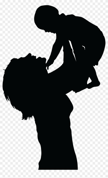 Free Clipart Of A Silhouetted Mom Lifting Up Her Baby - Silhouette Mother And Baby