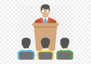 Business Presentation Icon - People Listening To Speech Cartoon