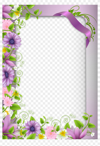 Transparent Png Photo Frame With Purple Flowers - Borders And Frames Flowers