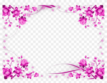 Pink Floral Border Png Image Transparent - Purple Flower Frame Png