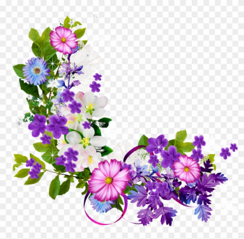 Bouquet Of Purple Flowers Border - Purple Flowers Border