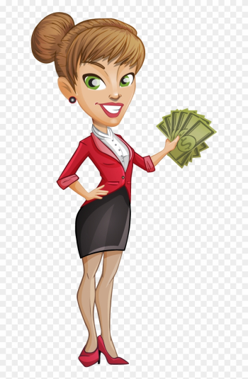 Free To Use &amp; Public Domain Men In Uniform Clip Art - Cartoon Girl Holding Money