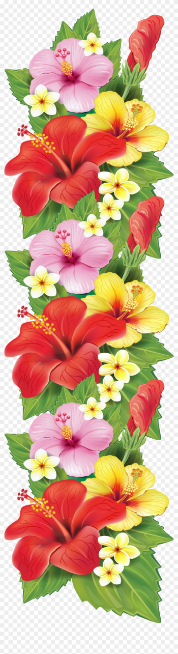 Decoration Clipart Flower - Tropical Flowers Border Png