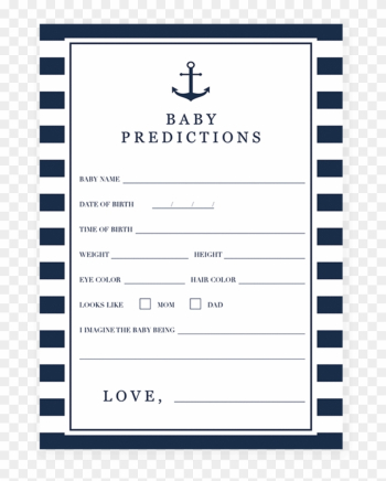 Printable Baby Shower Prediction Card For A Nautical - Baby Prediction Shower Game