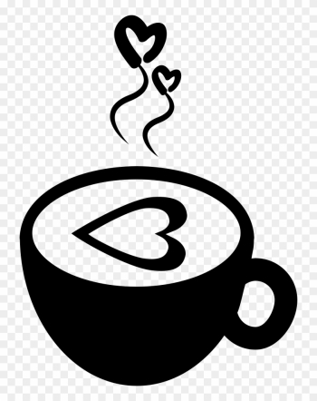Hot Coffee Cup With Hearts Svg Png Icon Free Download - Black And White Heart Coffee Latte Clipart