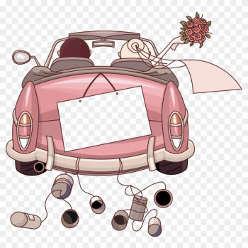 Car Wedding Invitation Clip Art - Just Married Car Clipart