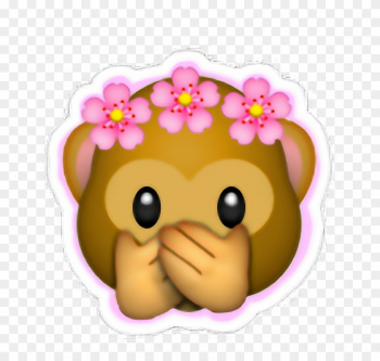 Sticker Money Emoji Crown Flowers Flowercrown Pink - Sun Protection 110cm X 100cm Nothing-evil-saying-monkey