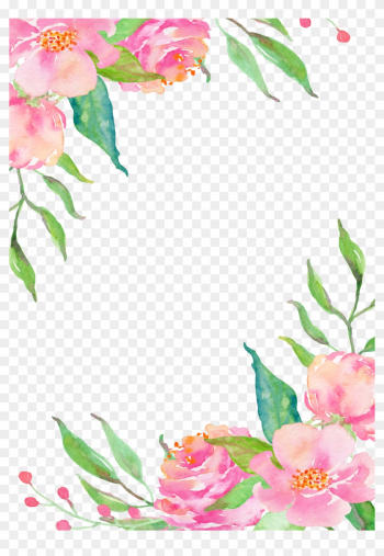 Pink Flower Borders - Watercolor Flower Border Png