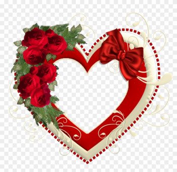 Heart Transparent Frame With Red Roses - Png Dil