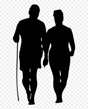 Couple Walking On Beach Silhouette - People Walking Silhouette Png