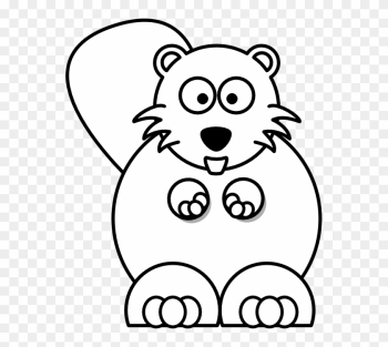 Cartoon Beaver Black White Line Coloring Sheet Colouring - Baby Hippo Coloring Pages