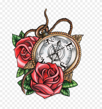Tattoo Rose Old School Ancre Tatoo Antique Compass - Tattoo Old School Rose