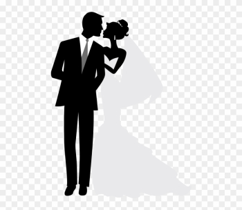 Wedding Invitation Bridegroom Clip Art - Bride And Groom Silhouette Png