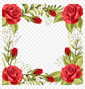 Wedding Invitation Beach Rose Garden Roses Flower - Moldura De Rosas Vermelhas