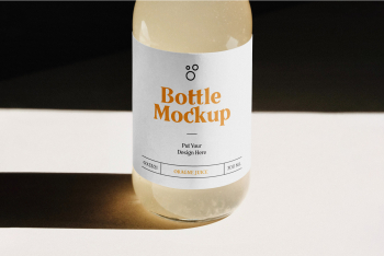 Glass Bottle PSD Mockup bottle mockup put your design here co.33/21 300 ml oragne juice 