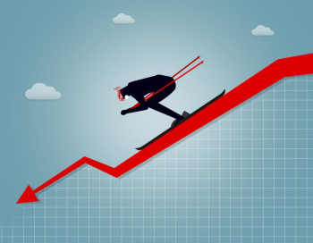 Businessman going downhill - Market crash and correction concept