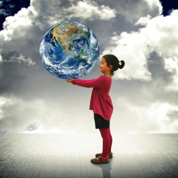 Child holding the world in her hands