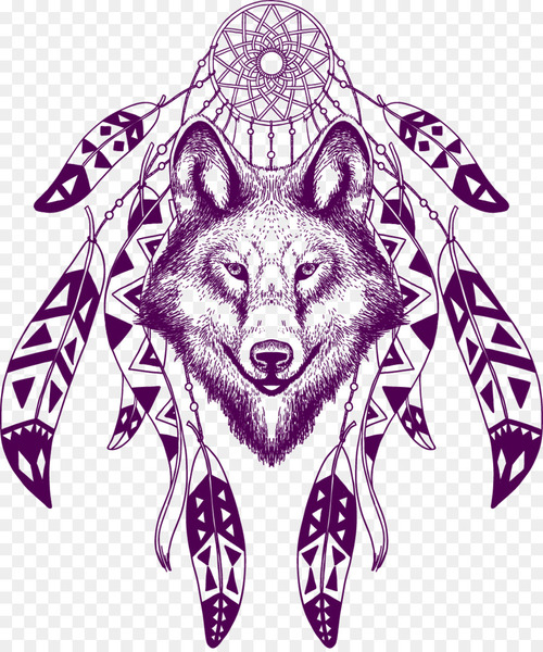 gray wolf,dreamcatcher,tshirt,poster,art,drawing,redbubble,wall decal,dream,ornament,native americans in the united states,pink,visual arts,purple,tree,carnivoran,graphic design,fictional character,costume design,violet,mammal,magenta,png