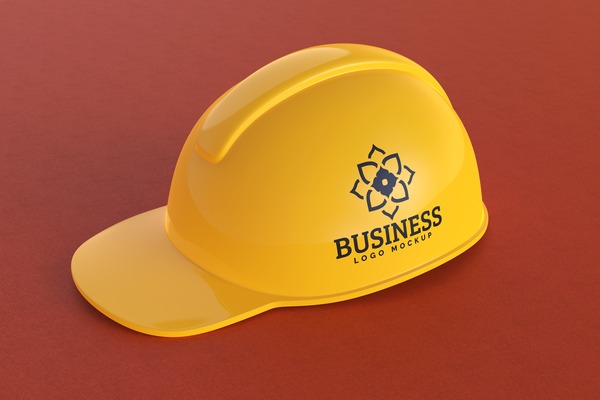 construction,hat,construction hat,yellow,mockup,mock,up,red,background,logo,business,helmet
