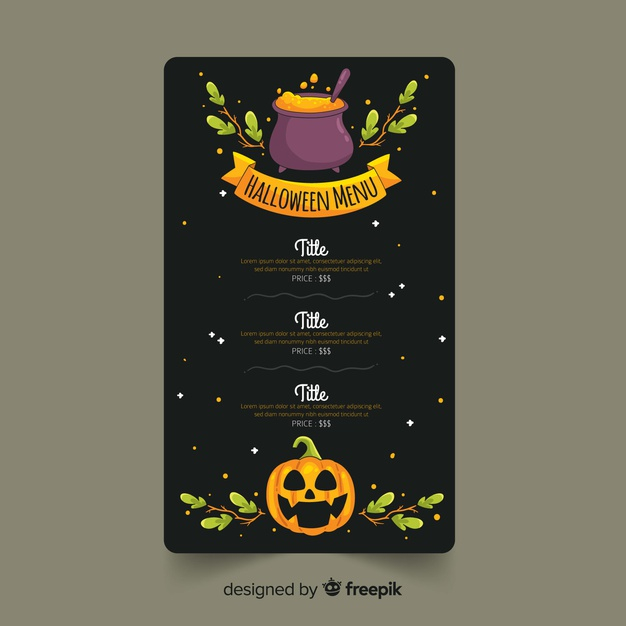 Hand Drawn Halloween Menu Template Free Vector - Nohat - Free For Designer