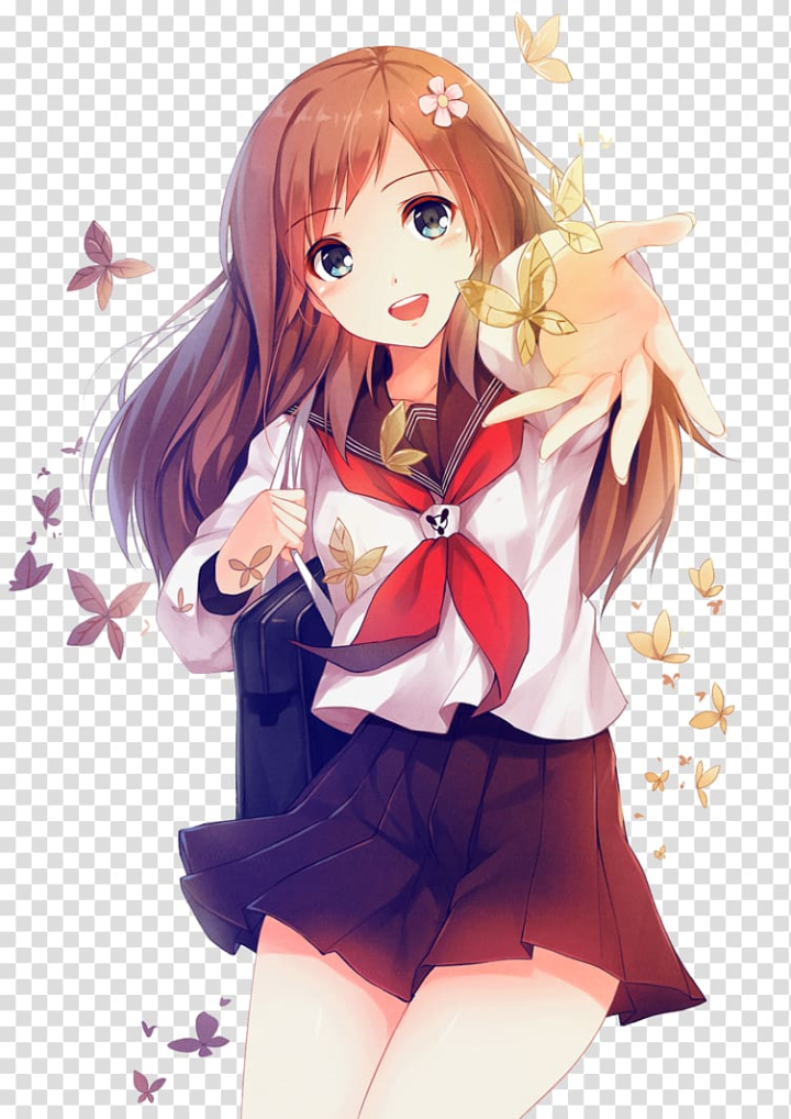 Myanimelist Girl School Anime Girl Brown Haired Female Anime Character Transparent Background Png Clipart Png Free Transparent Image