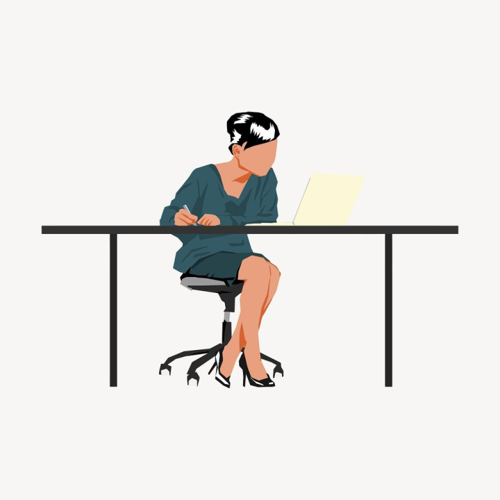 sticker,public domain,laptop,woman,green,black,person,technology,notebook,illustrations,business,free,rawpixel