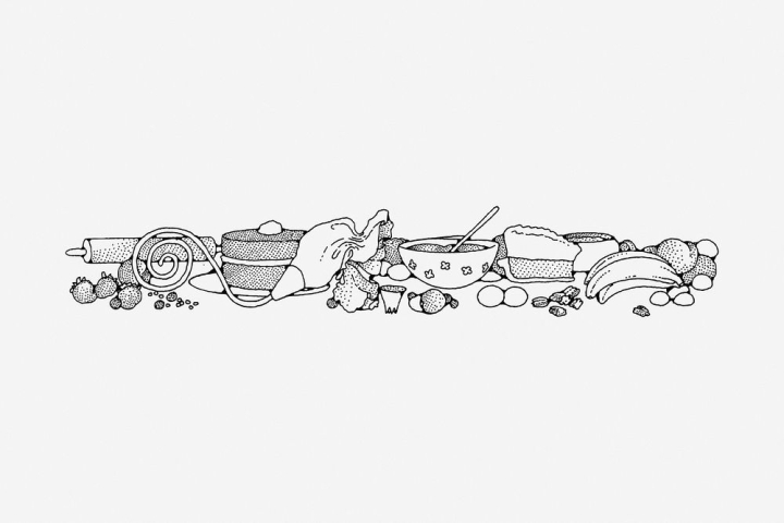 vintage,public domain,border,illustrations,fruit,food,cake,free,black and white,drawing,graphic,design,rawpixel