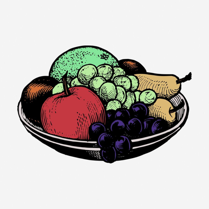 vintage,public domain,illustrations,fruit,retro,food,plate,apple,free,grapes,color,drawing,rawpixel